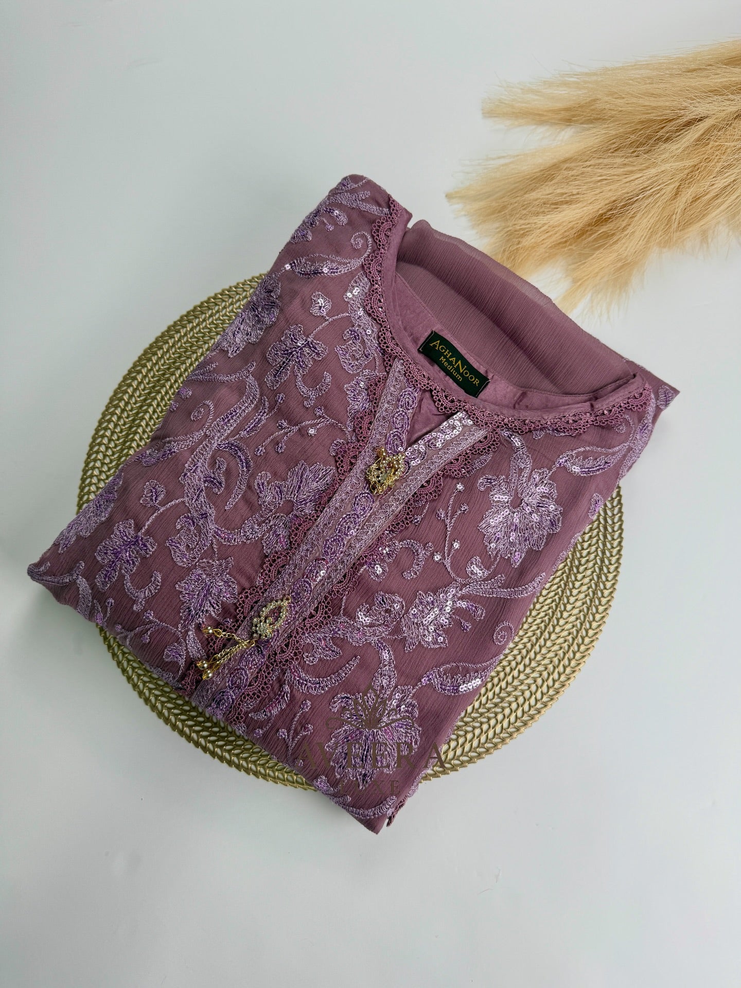 EID ARRIVALS - AGHA NOOR Old Rose Elegance Party Wear Shalwar Suit