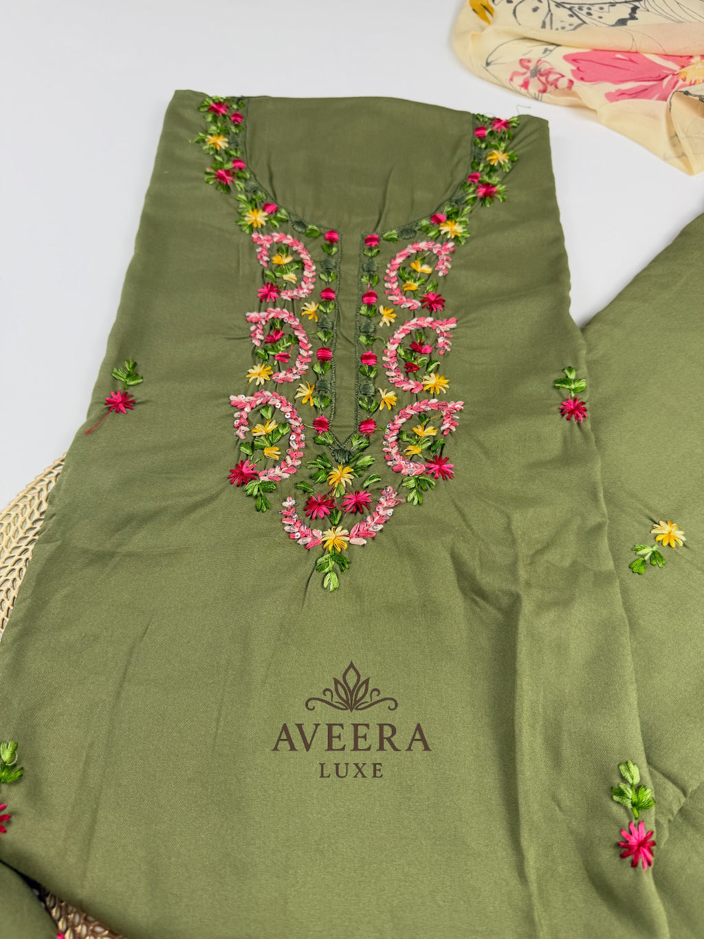 EID ARRIVALS - Unstitched Hand Embroidered Rayon Shalwar Suit