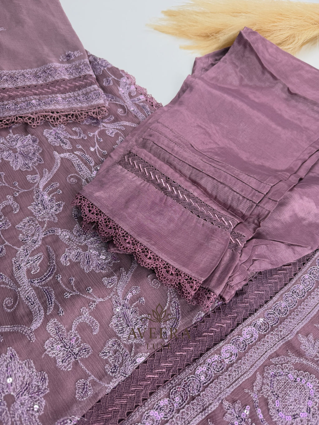 EID ARRIVALS - AGHA NOOR Old Rose Elegance Party Wear Shalwar Suit