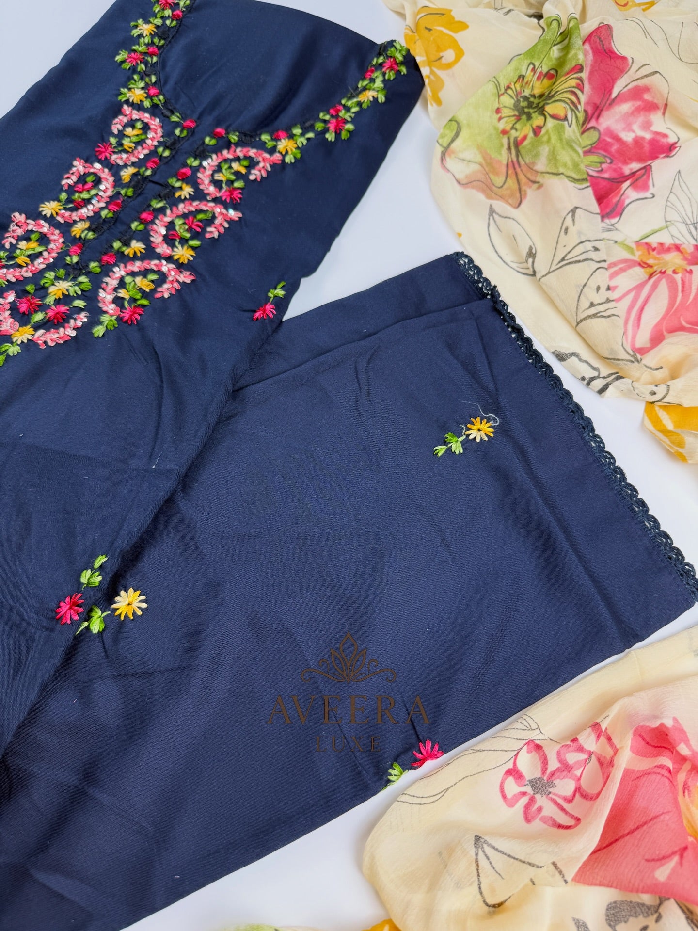 EID ARRIVALS - Unstitched Hand Embroidered Rayon Shalwar Suit