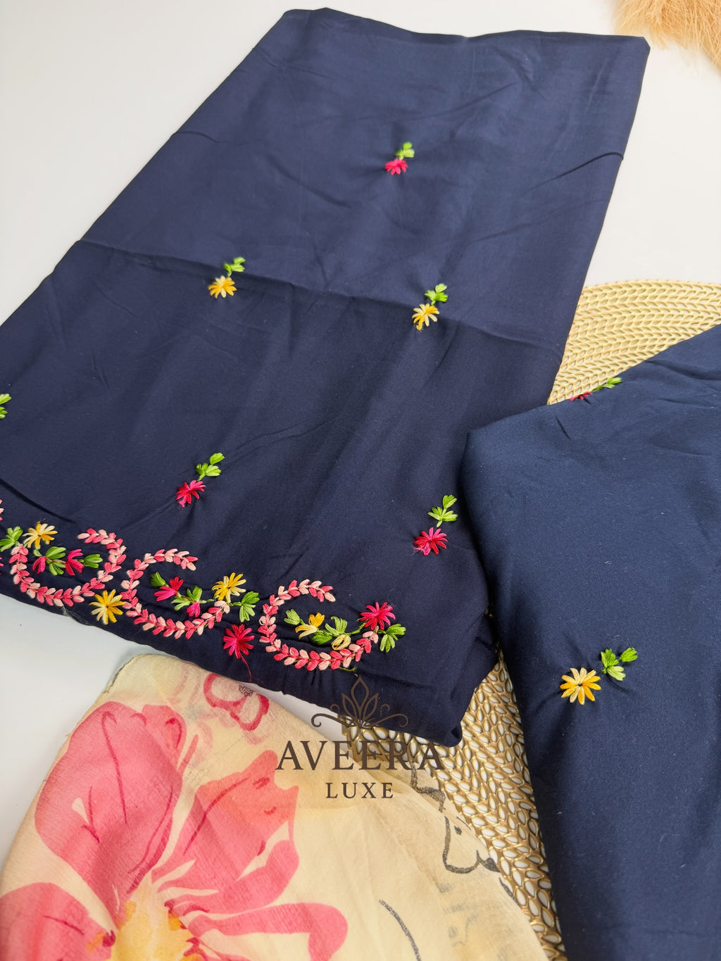 EID ARRIVALS - Unstitched Hand Embroidered Rayon Shalwar Suit