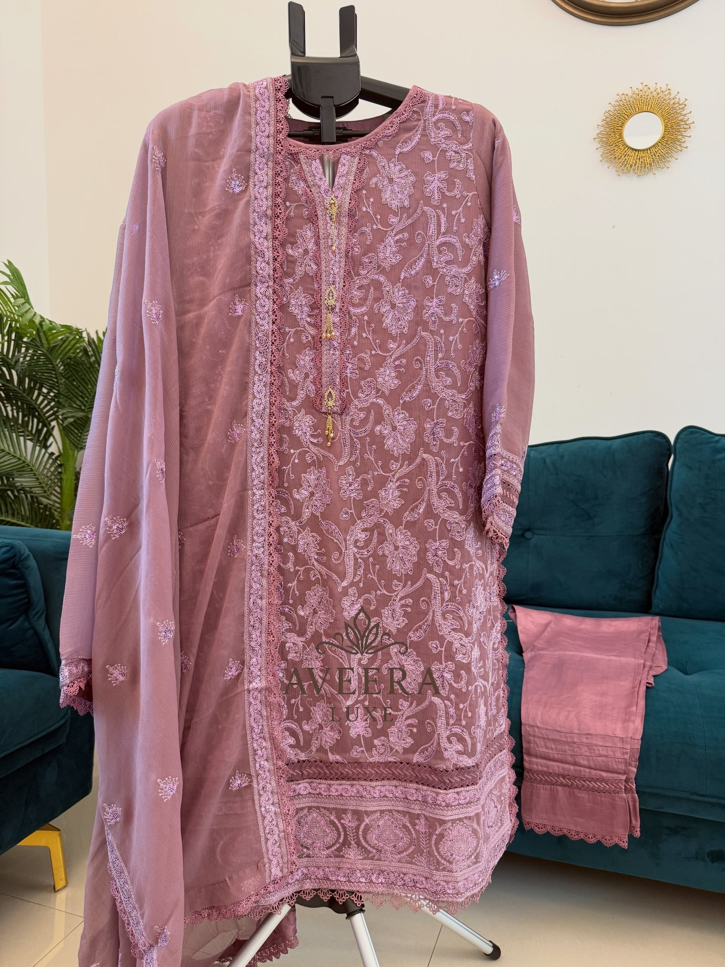 EID ARRIVALS - AGHA NOOR Old Rose Elegance Party Wear Shalwar Suit