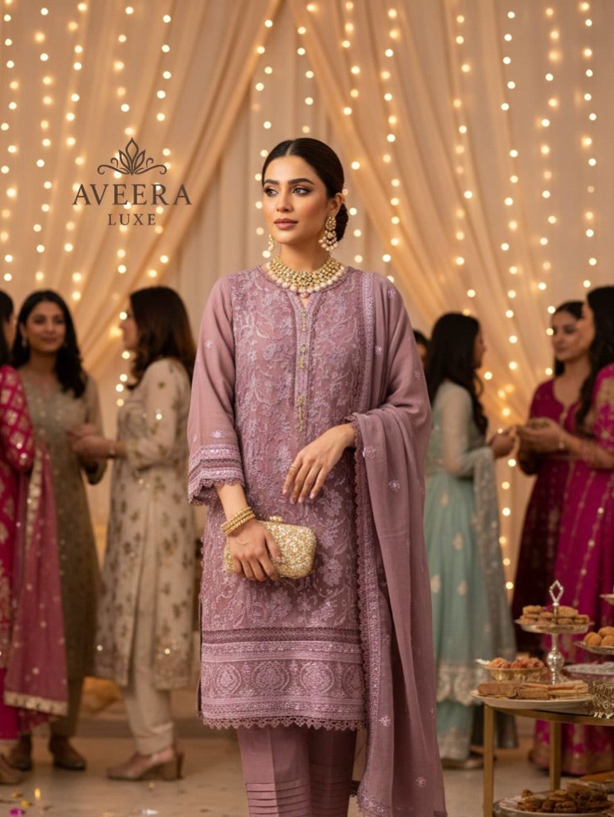 EID ARRIVALS - AGHA NOOR Old Rose Elegance Party Wear Shalwar Suit