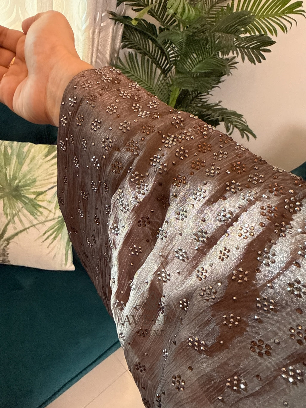 EID ARRIVALS - Embellished Organza Abaya with Inner & Free Hijab