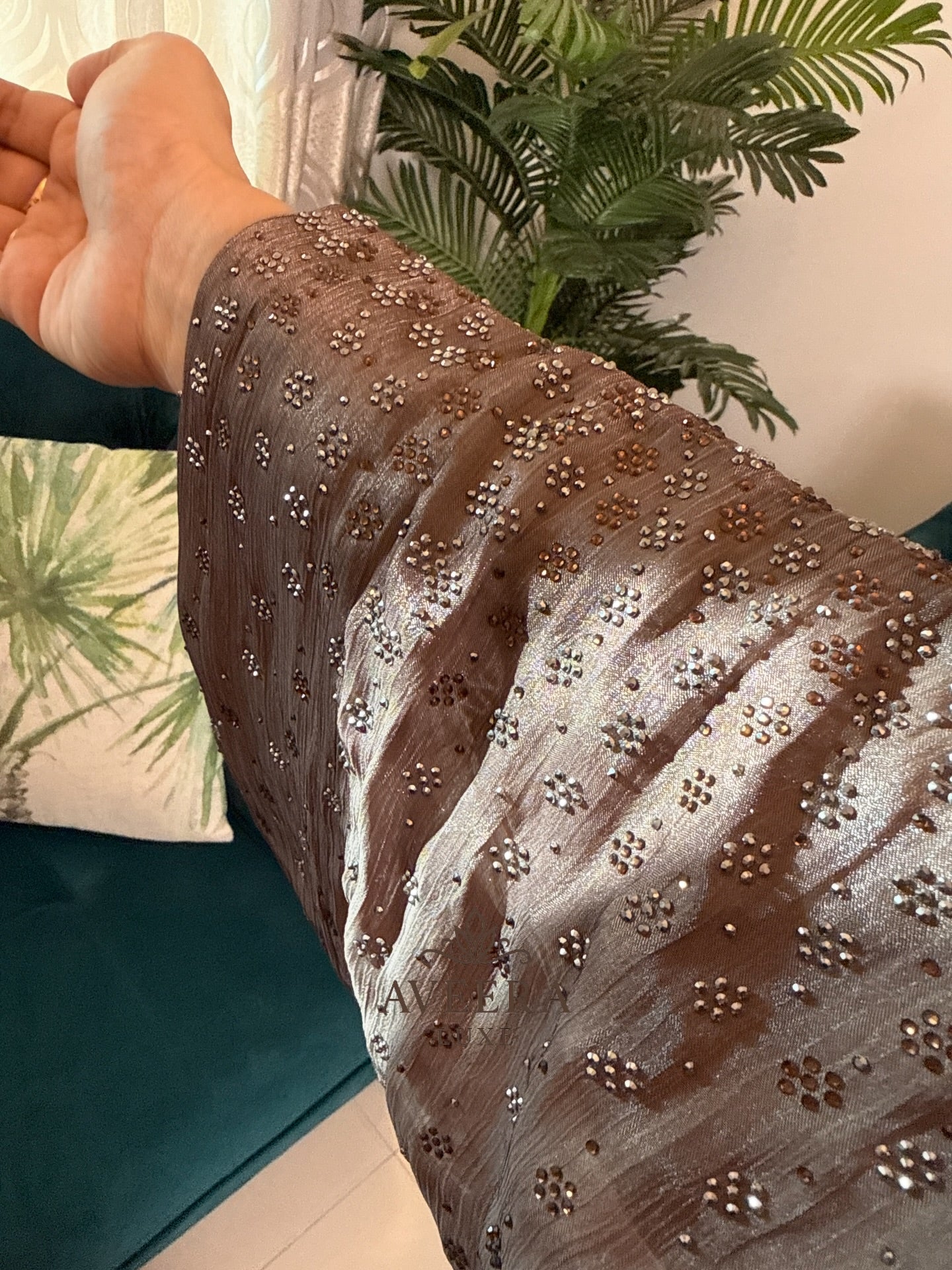 EID ARRIVALS - Embellished Organza Abaya with Inner & Free Hijab