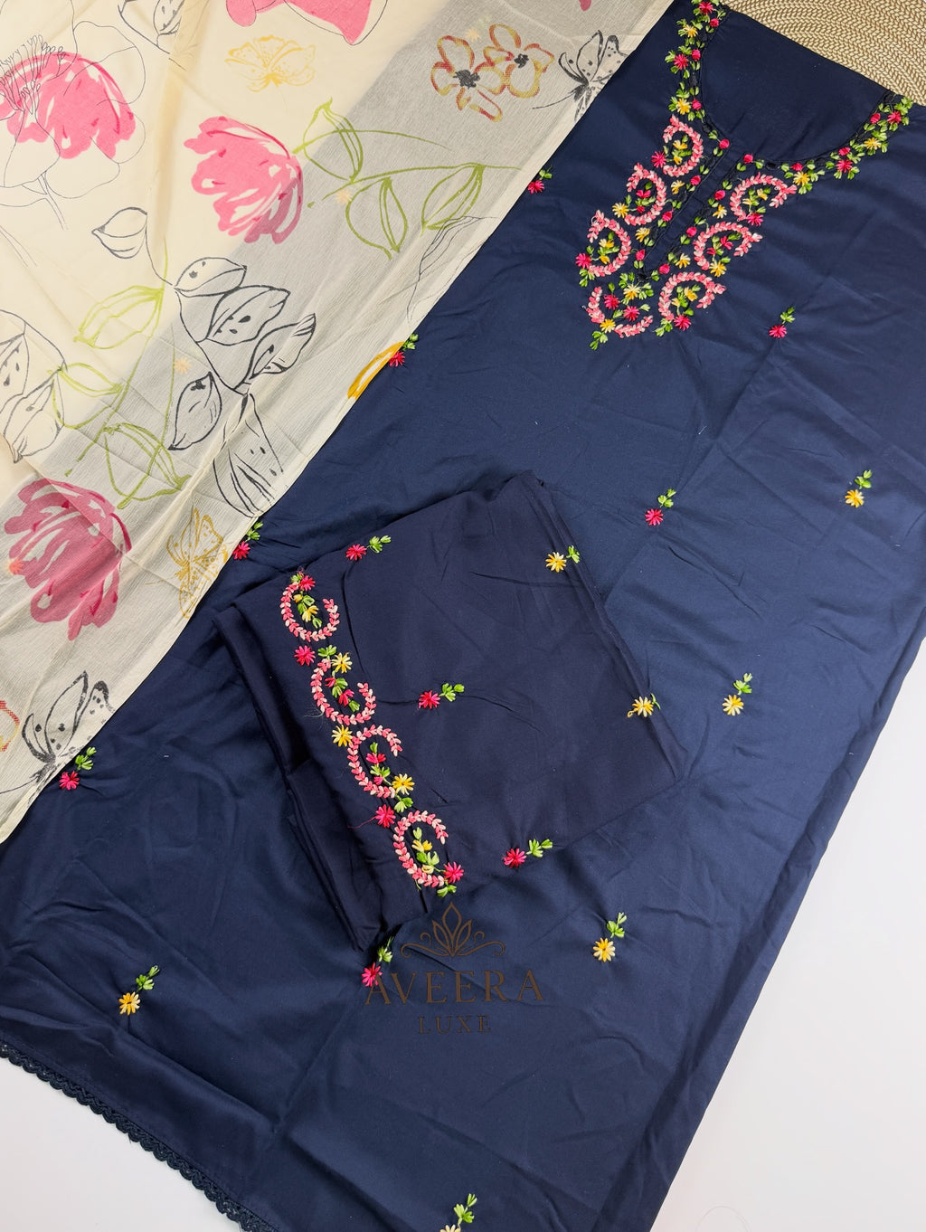 EID ARRIVALS - Unstitched Hand Embroidered Rayon Shalwar Suit
