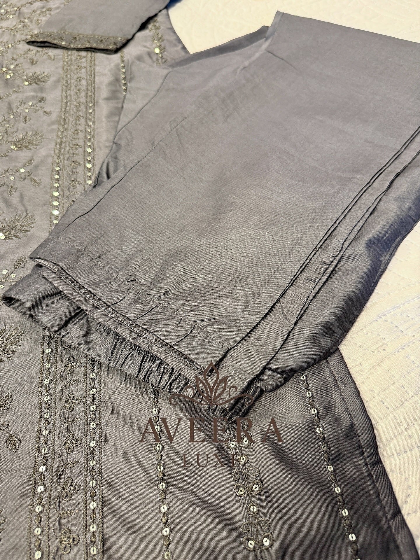 Sequin Embellished Premium Silk 3-Piece Shalwar Suit