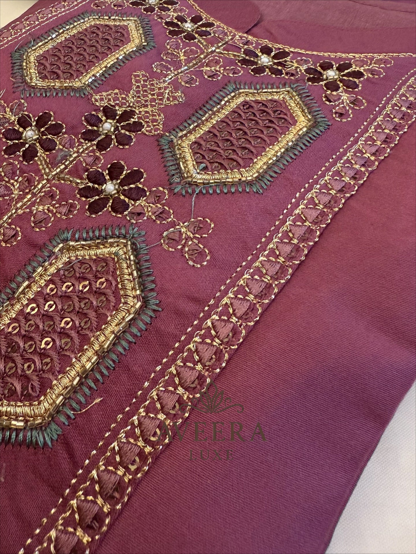 Handwork Gazi Silk Festive 3-Piece Shalwar Suit