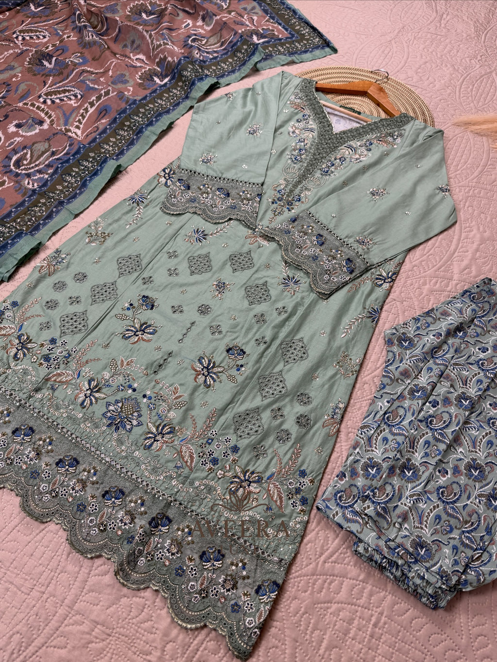 BINSAEED Luxury Cotton Embroidered 3-Piece Ready-to-Wear Suit