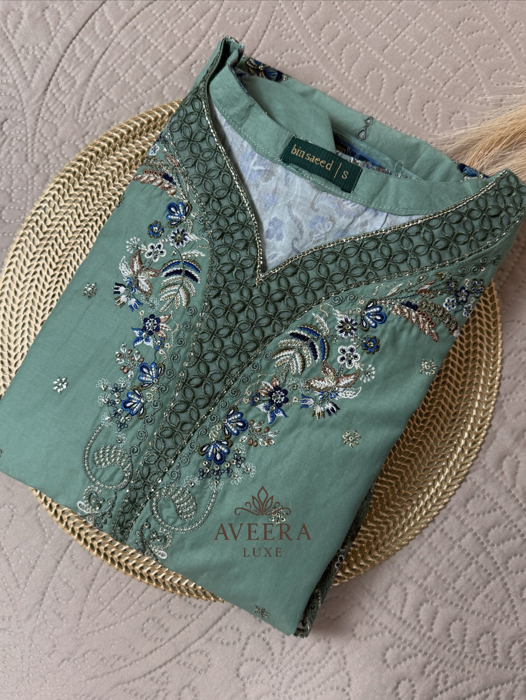 BINSAEED Luxury Cotton Embroidered 3-Piece Ready-to-Wear Suit