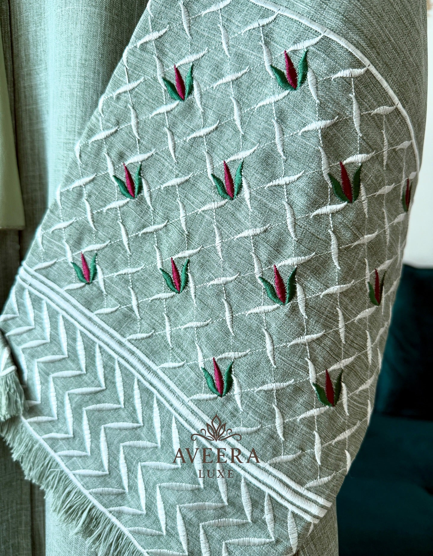 Embroidered Sleeve Premium Linen Abaya – Sage Green