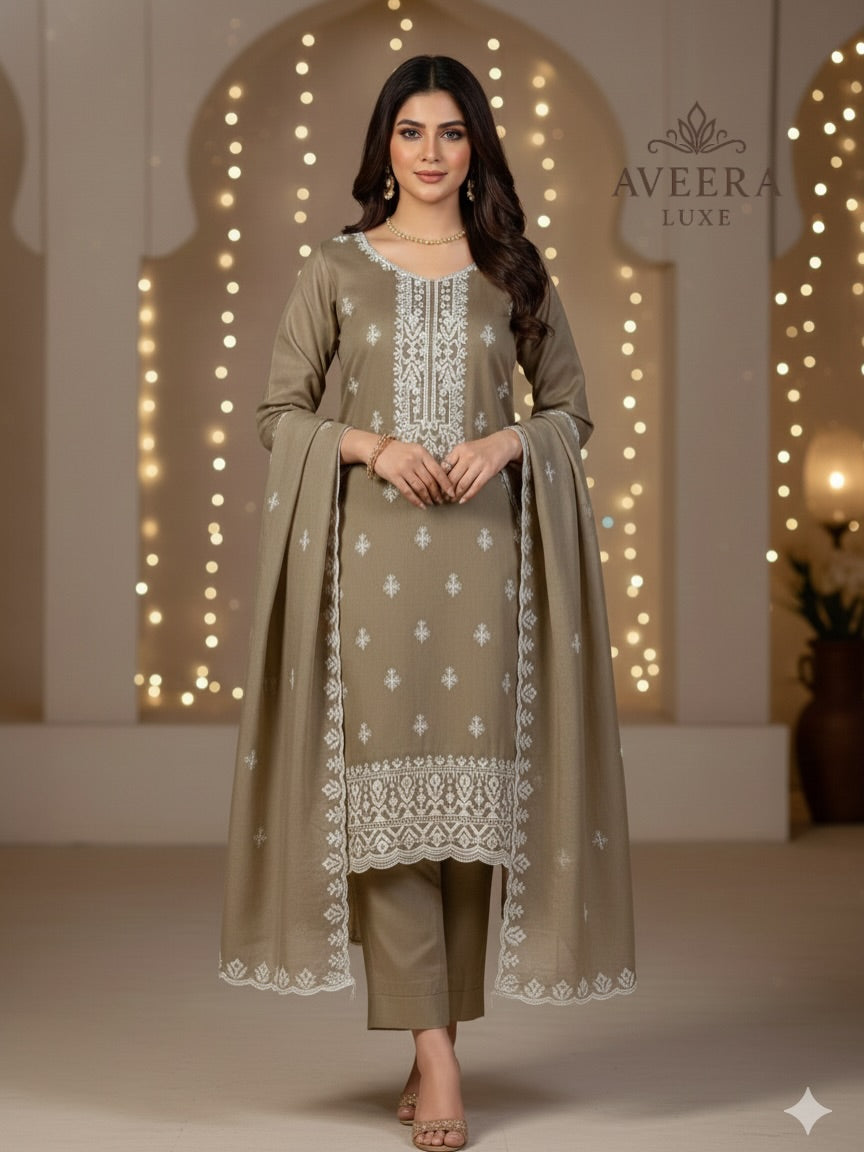 Embroidered Korean Georgette 3-Piece Festive Suit