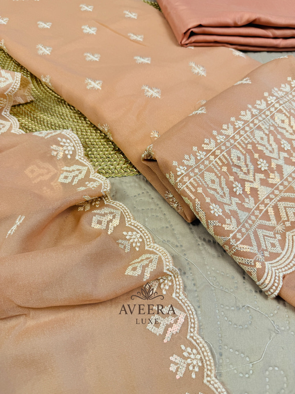 Embroidered Korean Georgette 3-Piece Festive Suit