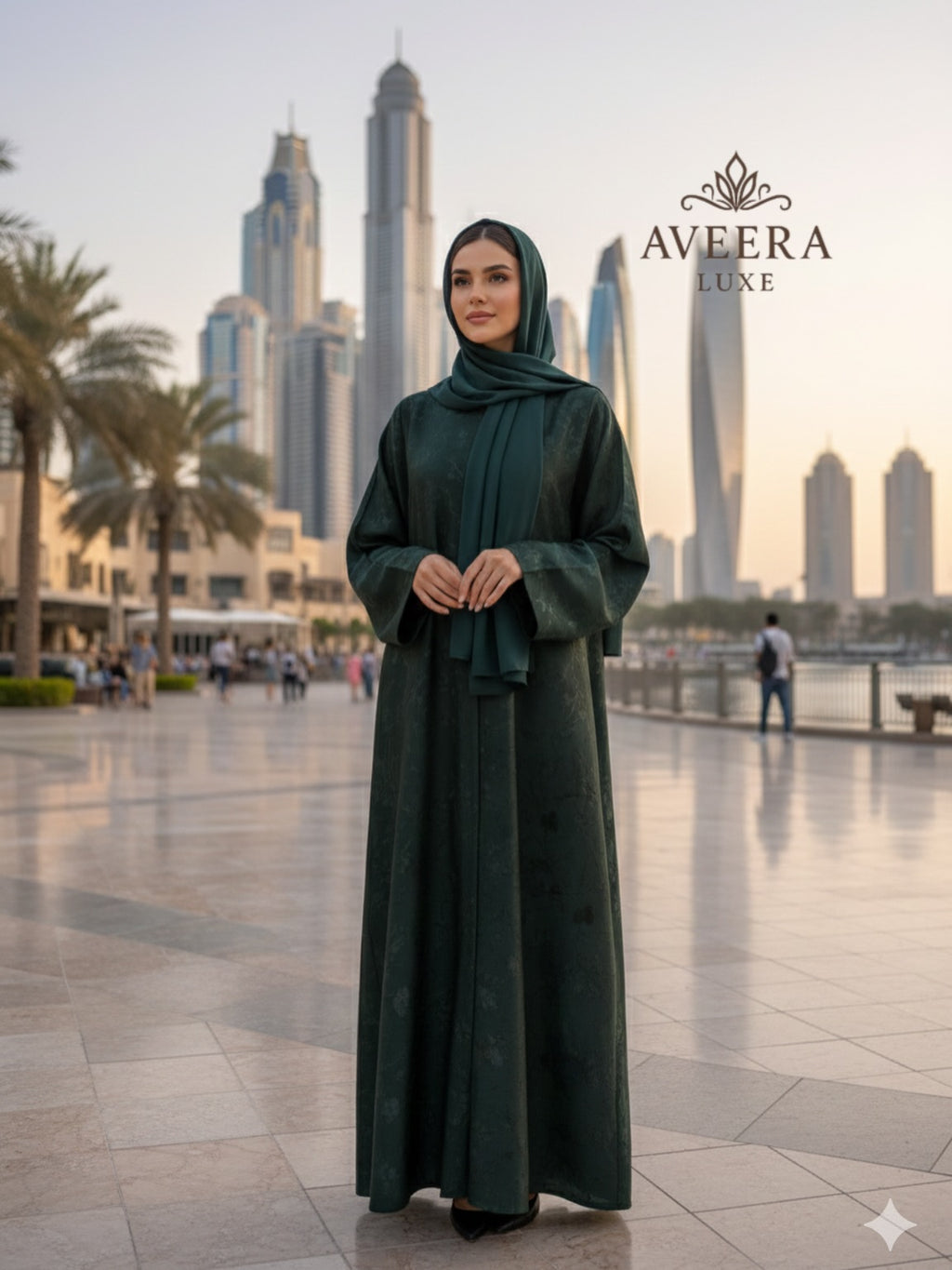 Floral Woven Silk Satin Jacquard Abaya