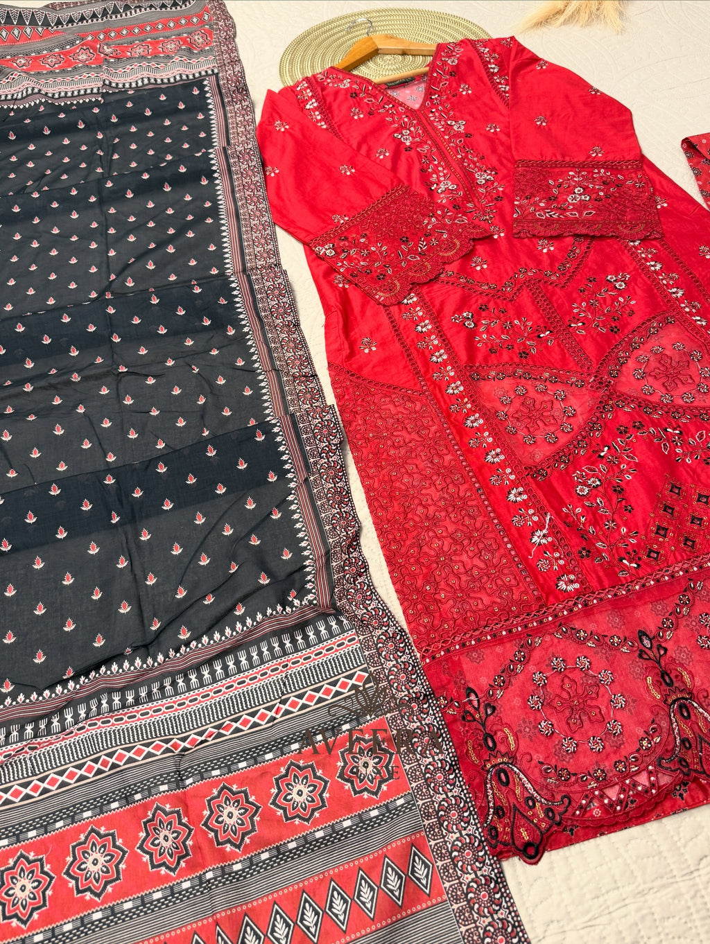 Bin Saeed Luxury Exclusive Cotton Embroidered 3-Piece Stitched Suit 2025 (S/M/L)