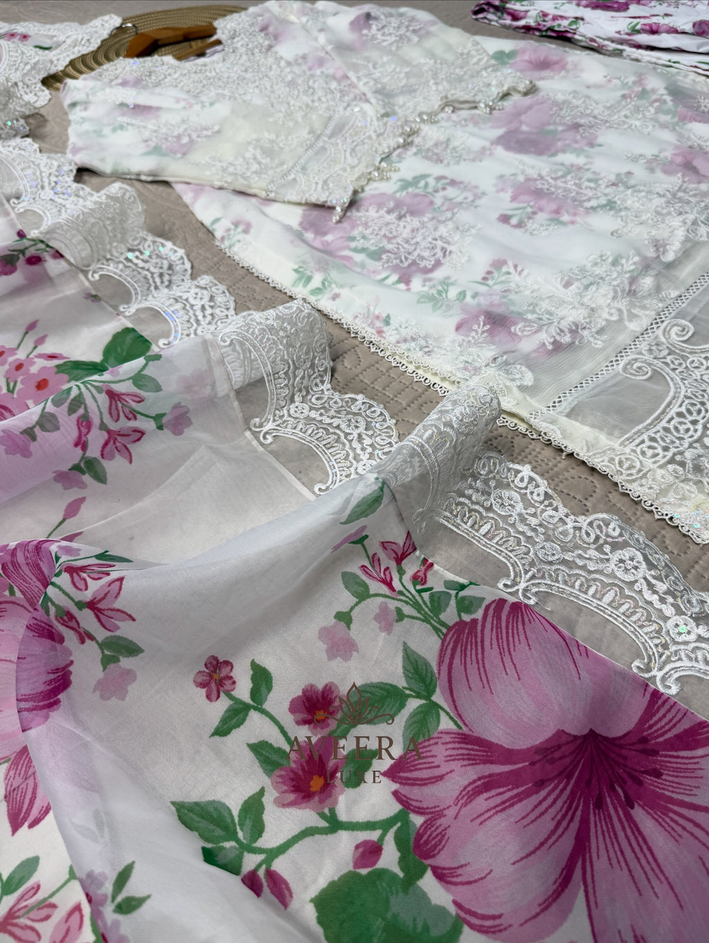 Maria B-Inspired Embroidered Chiffon Party Wear Suit with Silk Satin & Sheer Dupatta (S/M/L)