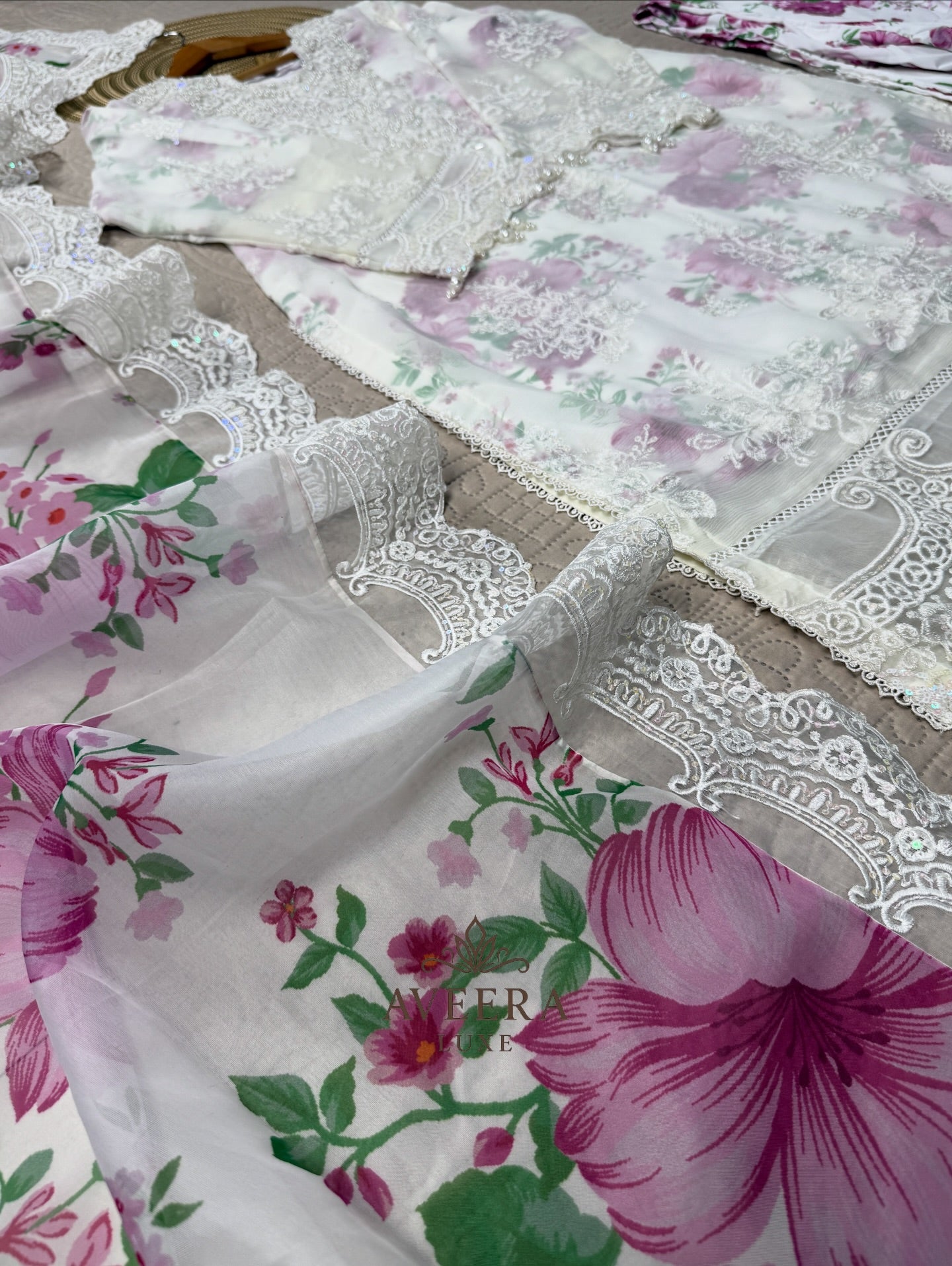 Maria B-Inspired Embroidered Chiffon Party Wear Suit with Silk Satin & Sheer Dupatta (S/M/L)
