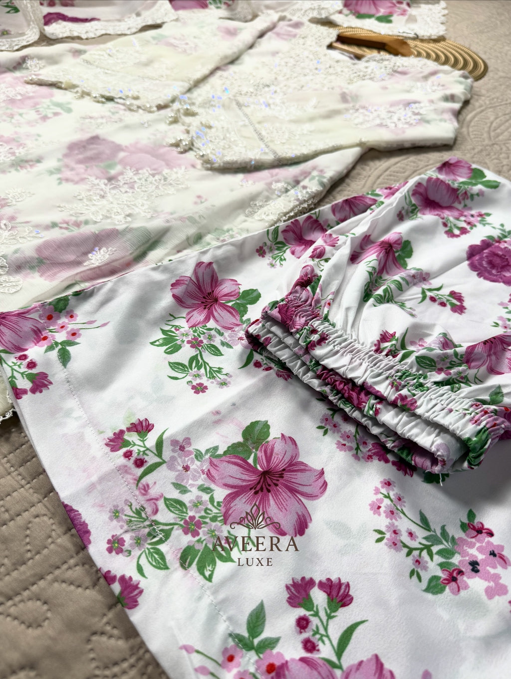 Maria B-Inspired Embroidered Chiffon Party Wear Suit with Silk Satin & Sheer Dupatta (S/M/L)
