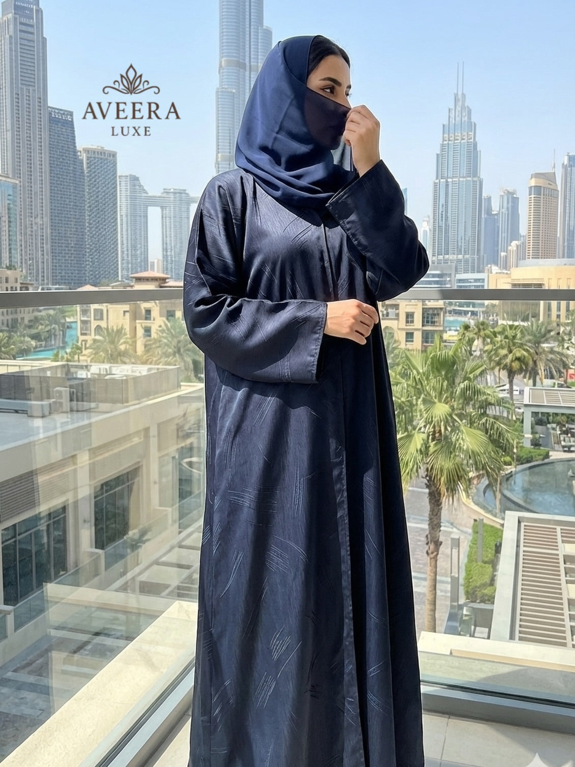 Dubai Jacquard Nida Abaya with Woven Pattern & Free Hijab (Sizes 54/56)