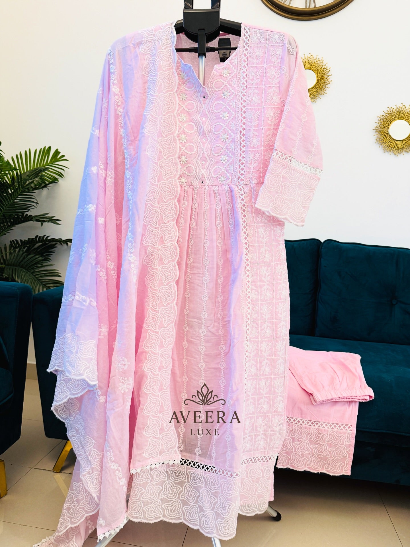 Eid Collection - Soft Pastel Embroidered Cotton Suit (S–2XL) | Limited Stocks