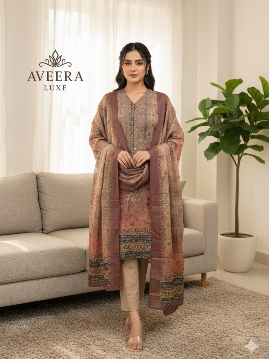 EID ARRIVALS - Unstitched Chikankari Muslin Shalwar Suit (Blue/Purple/Brown/Green)