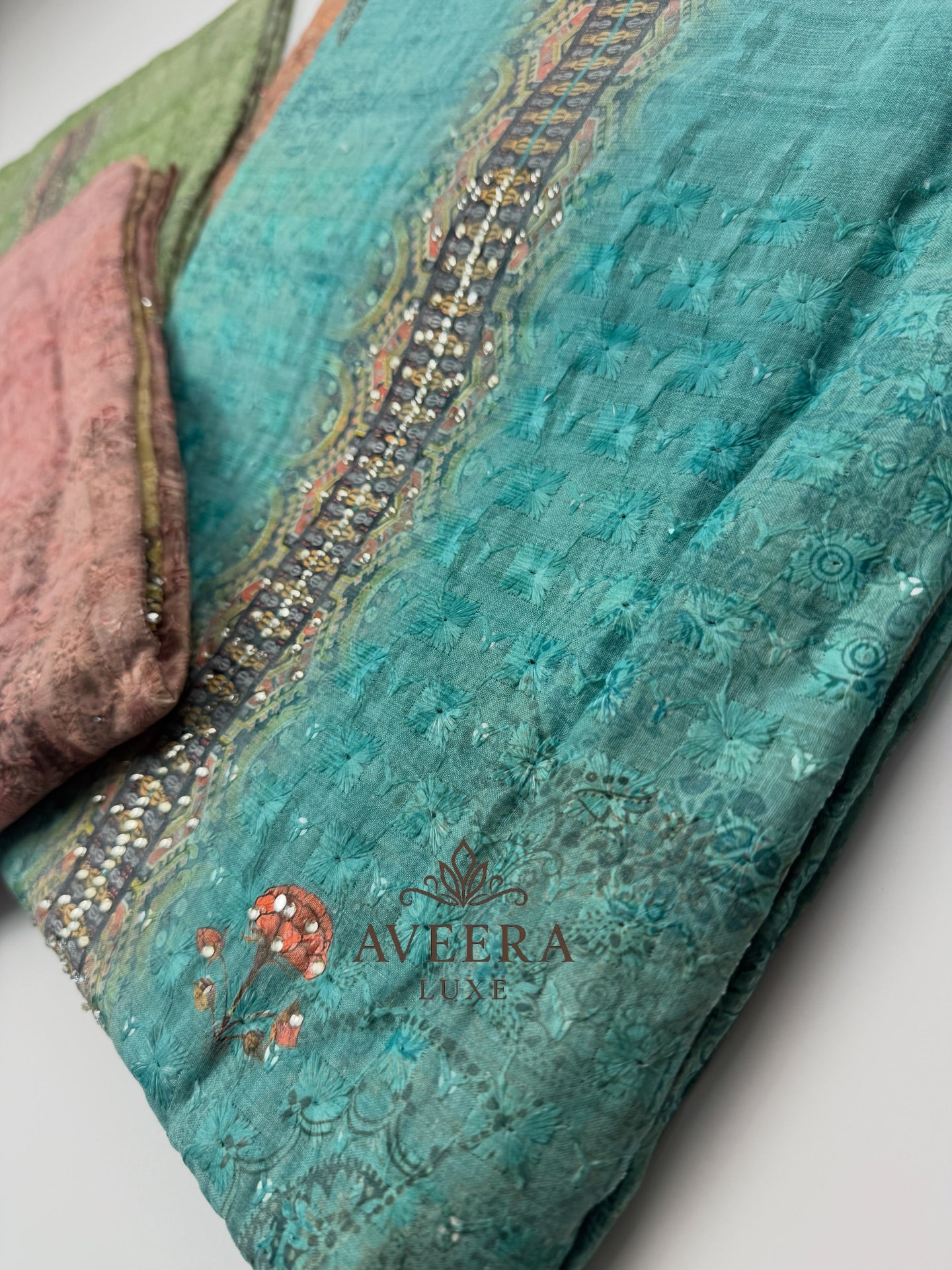 EID ARRIVALS - Unstitched Chikankari Muslin Shalwar Suit (Blue/Purple/Brown/Green)