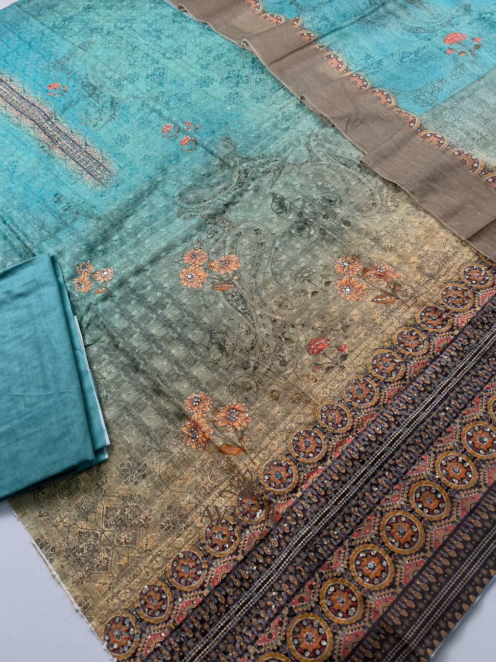 EID ARRIVALS - Unstitched Chikankari Muslin Shalwar Suit (Blue/Purple/Brown/Green)