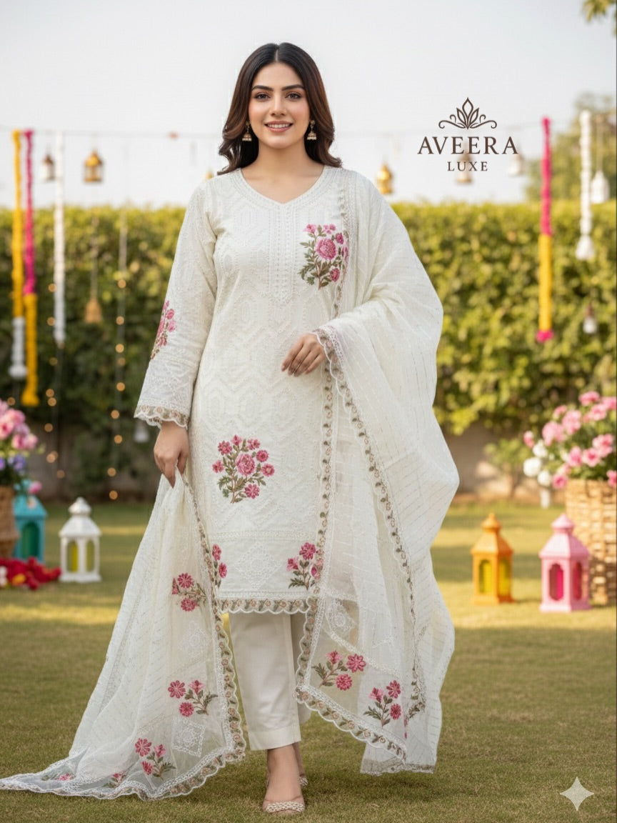 EID ARRIVALS - Luxury Unstitched Shalwar Suit with Chikankari Embroidery (5 Colors)