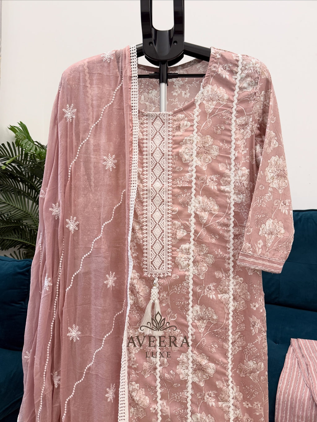 EID ARRIVALS - Cotton Printed Shalwar Suit (Dusty Rose/Sage Green)