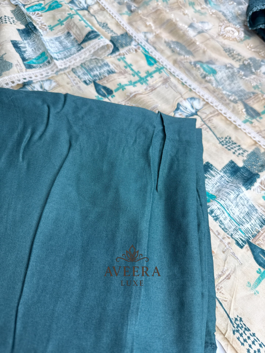 Rayon Printed Shalwar Suit with Net & Sequins Work - Unstitched Collection | Eid Arrivals