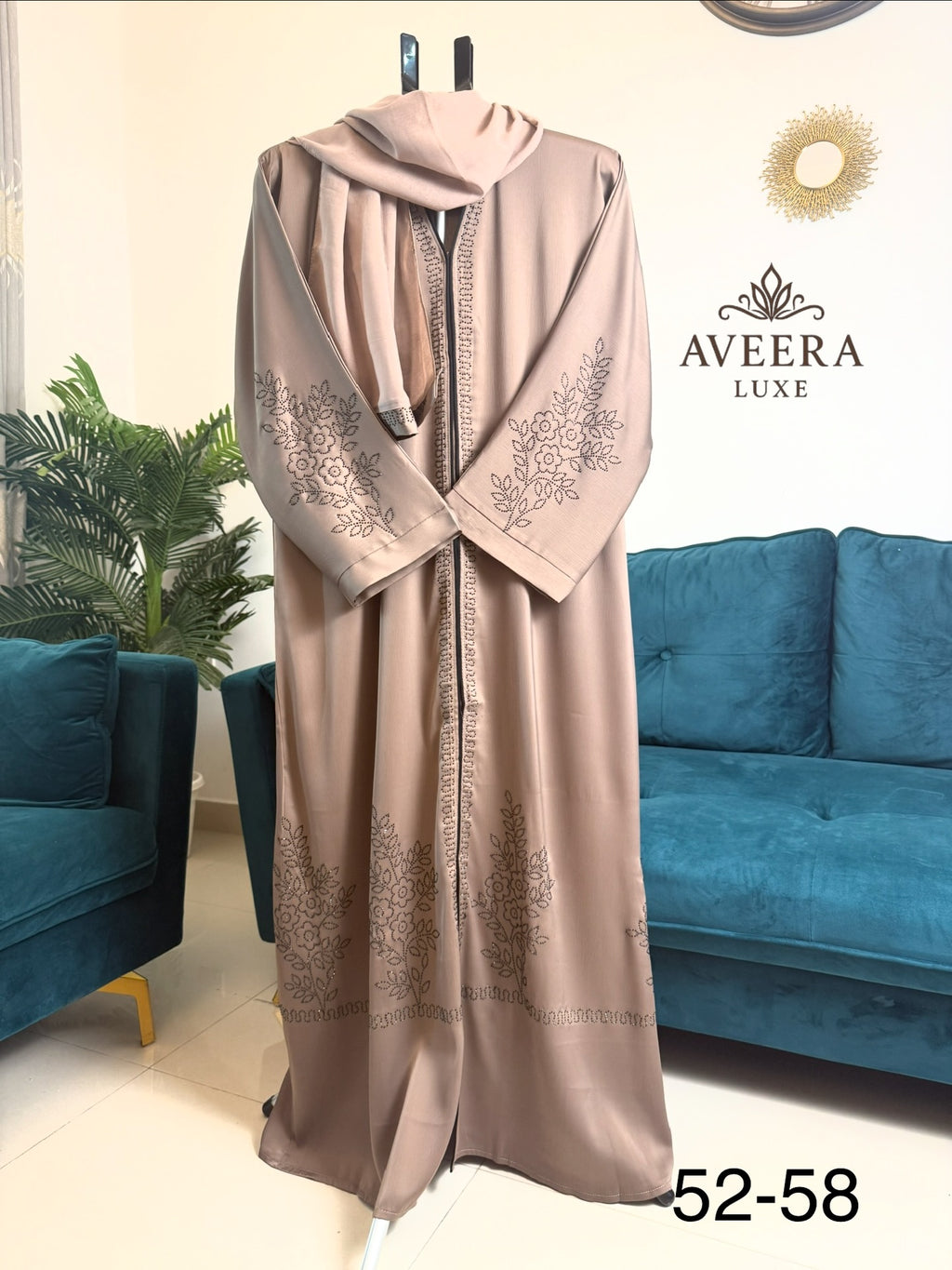 Dubai Abaya – Black Stone Work | Premium Zoom Fabric