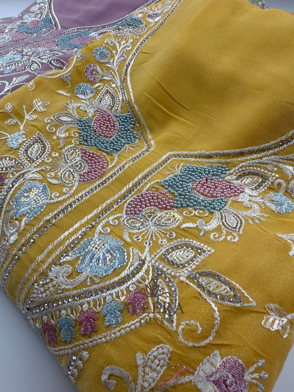 Unstitched Embroidered Chiffon 3PC Party Wear Suit