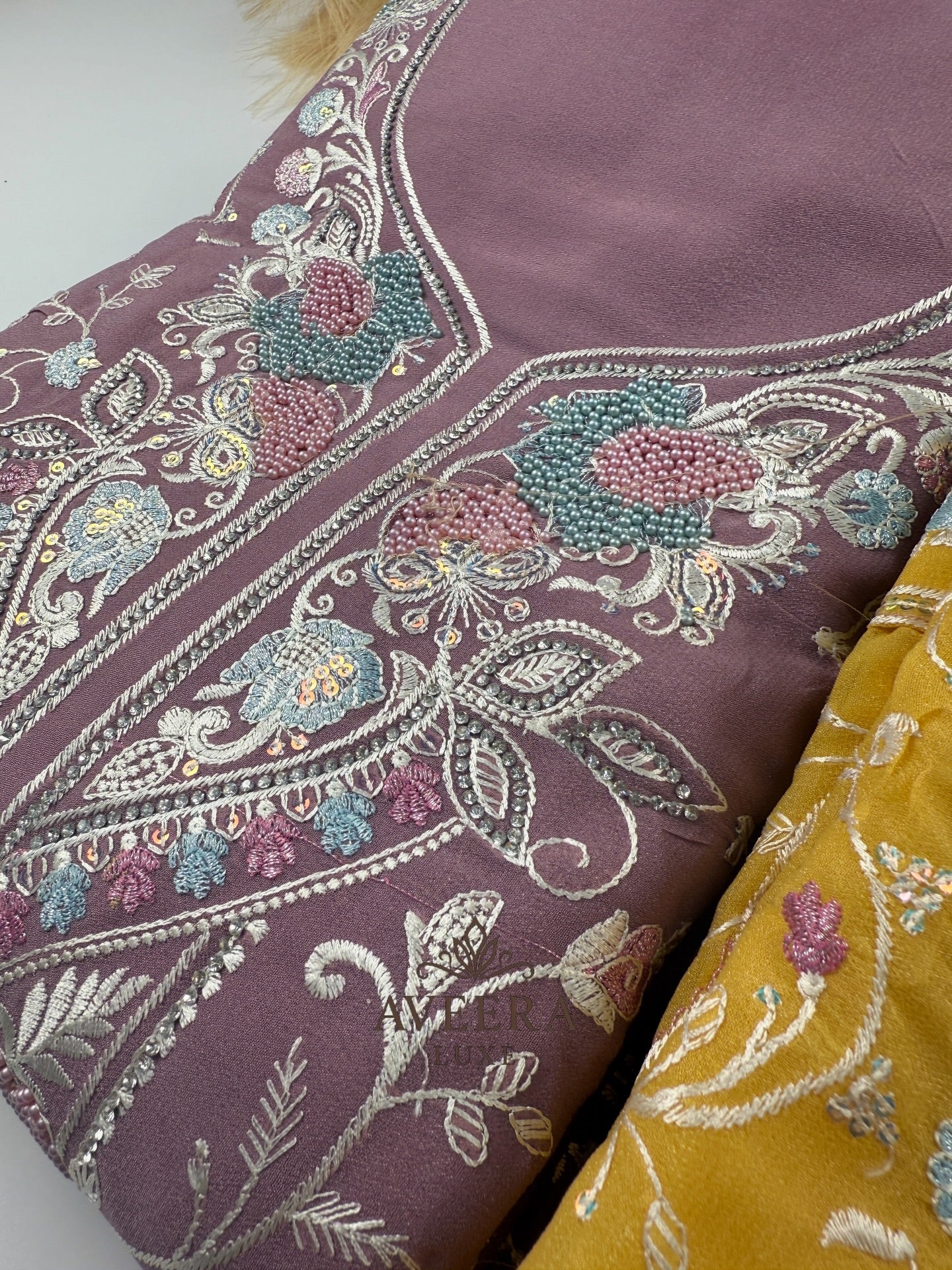Unstitched Embroidered Chiffon 3PC Party Wear Suit