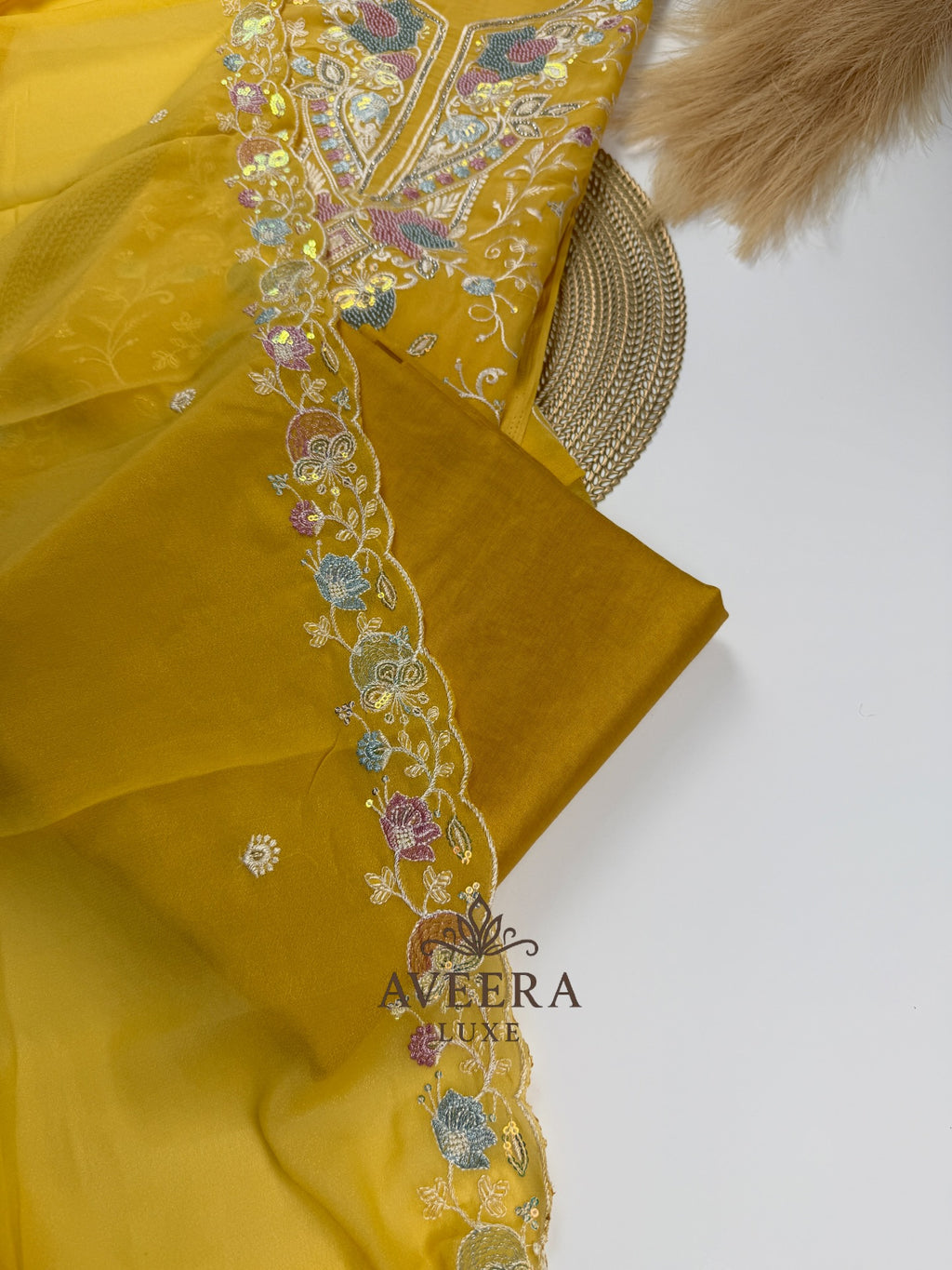 Unstitched Embroidered Chiffon 3PC Party Wear Suit