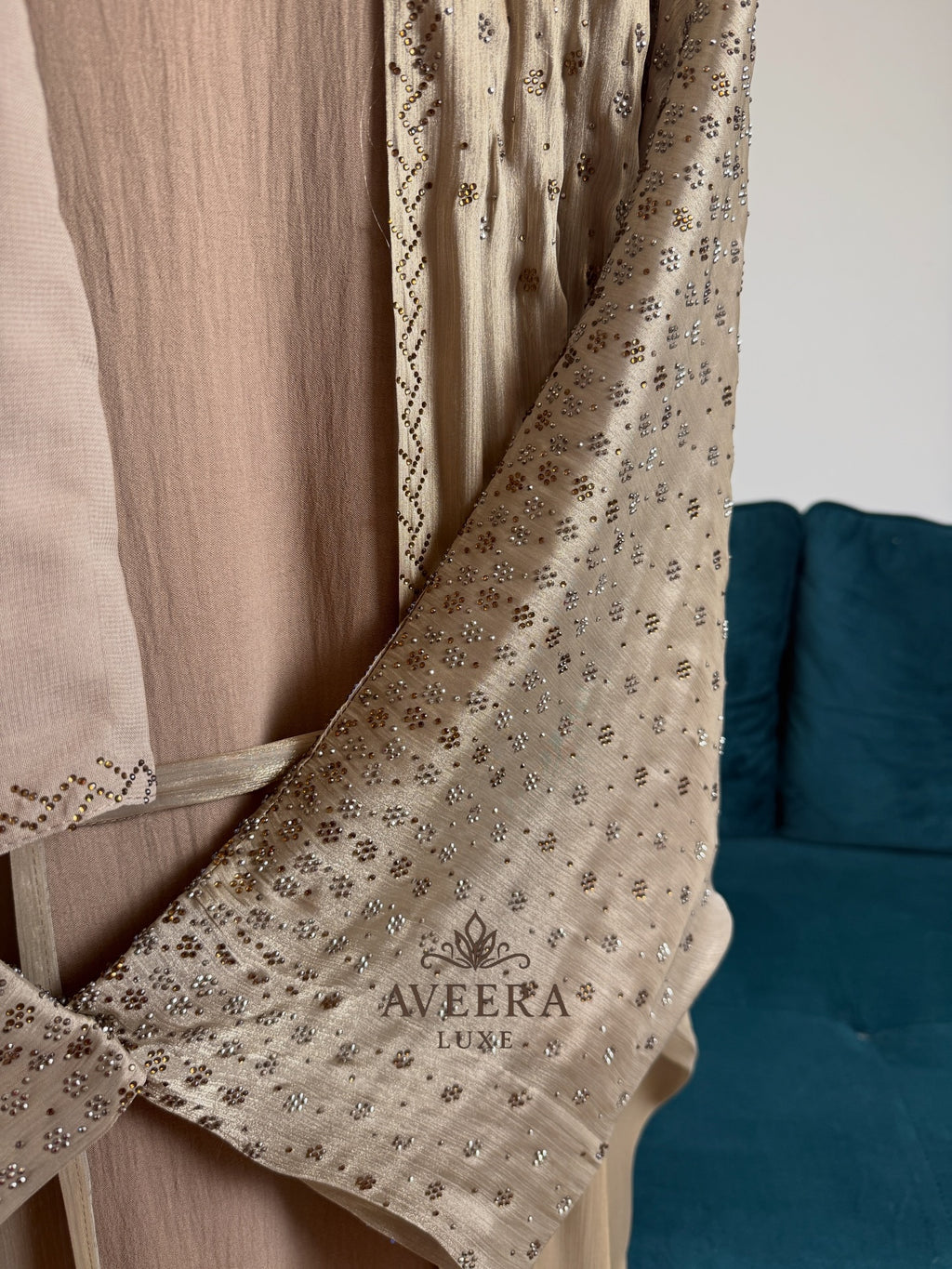 Embellished Organza Abaya with Inner & Free Hijab