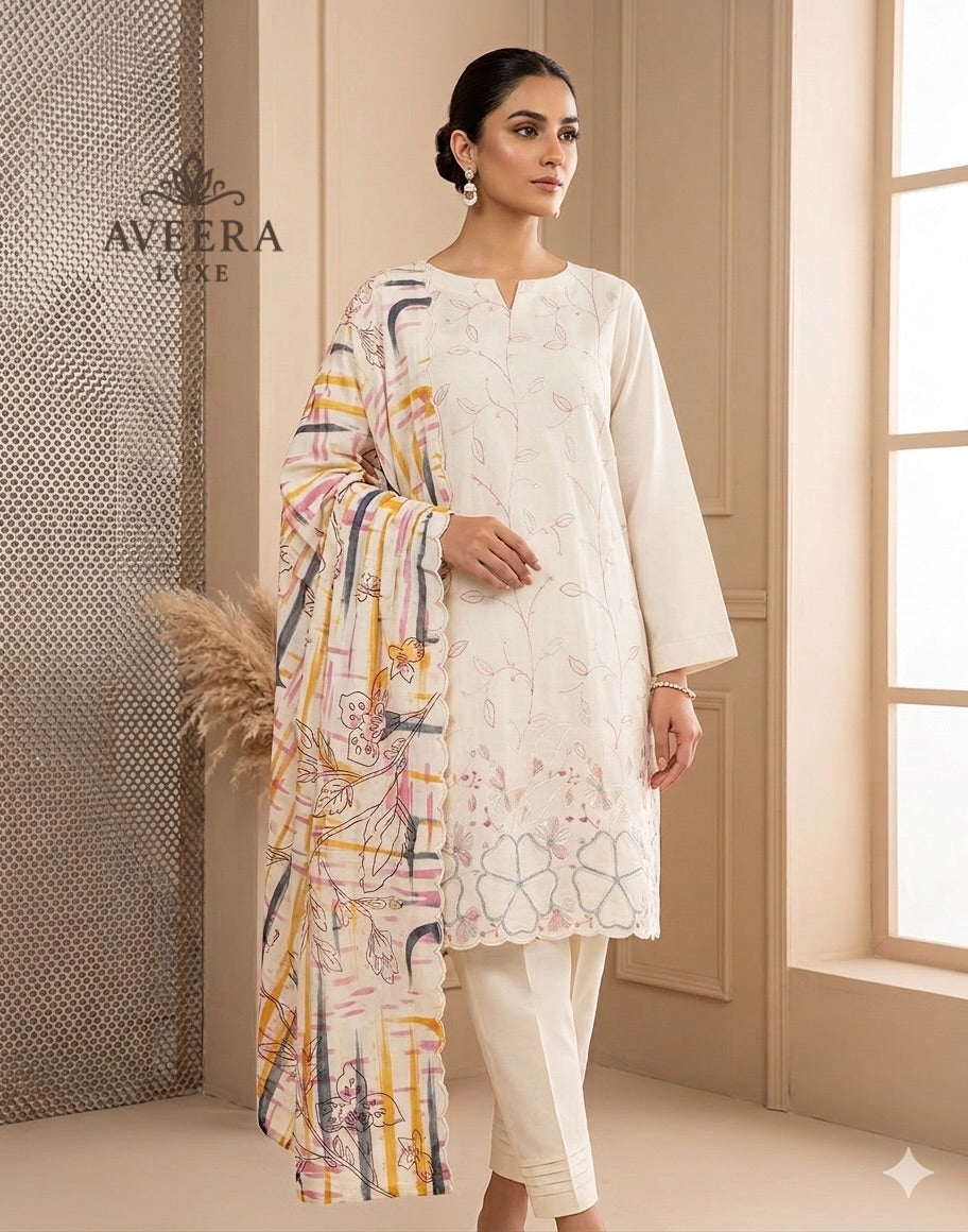 Heavy Rayon Embroidered Unstitched Shalwar Suit