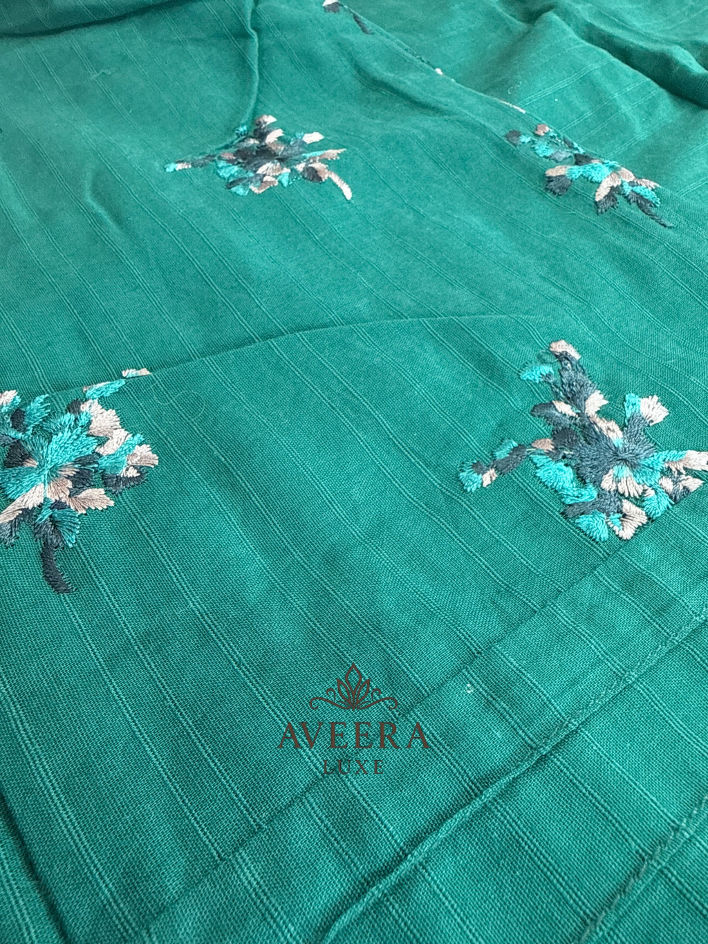 Premium Pakistani Embroidered Cotton Suit – Teal