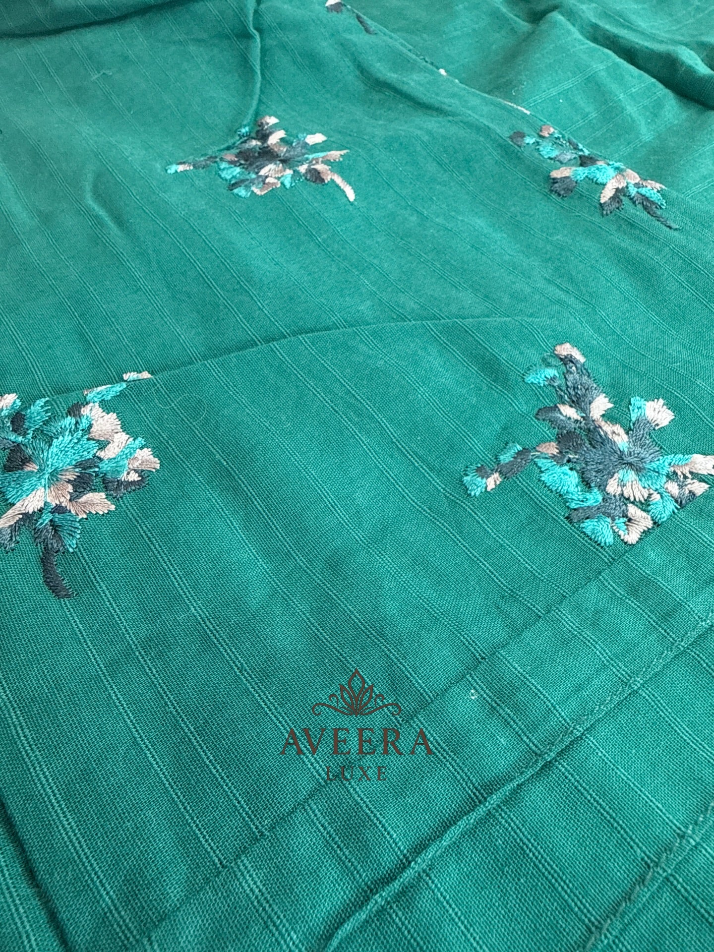 Premium Pakistani Embroidered Cotton Suit – Teal