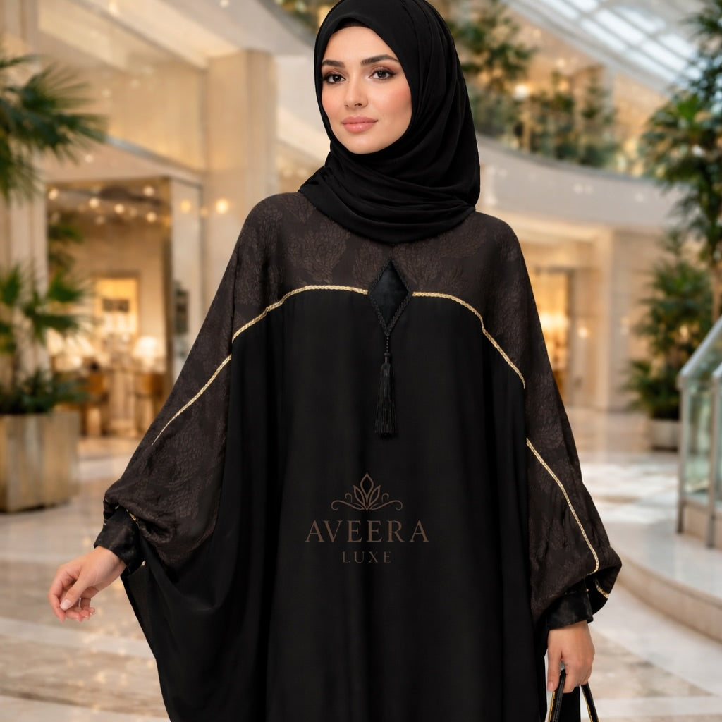 Batwing Cut Abaya – Premium Nida & Jacquard