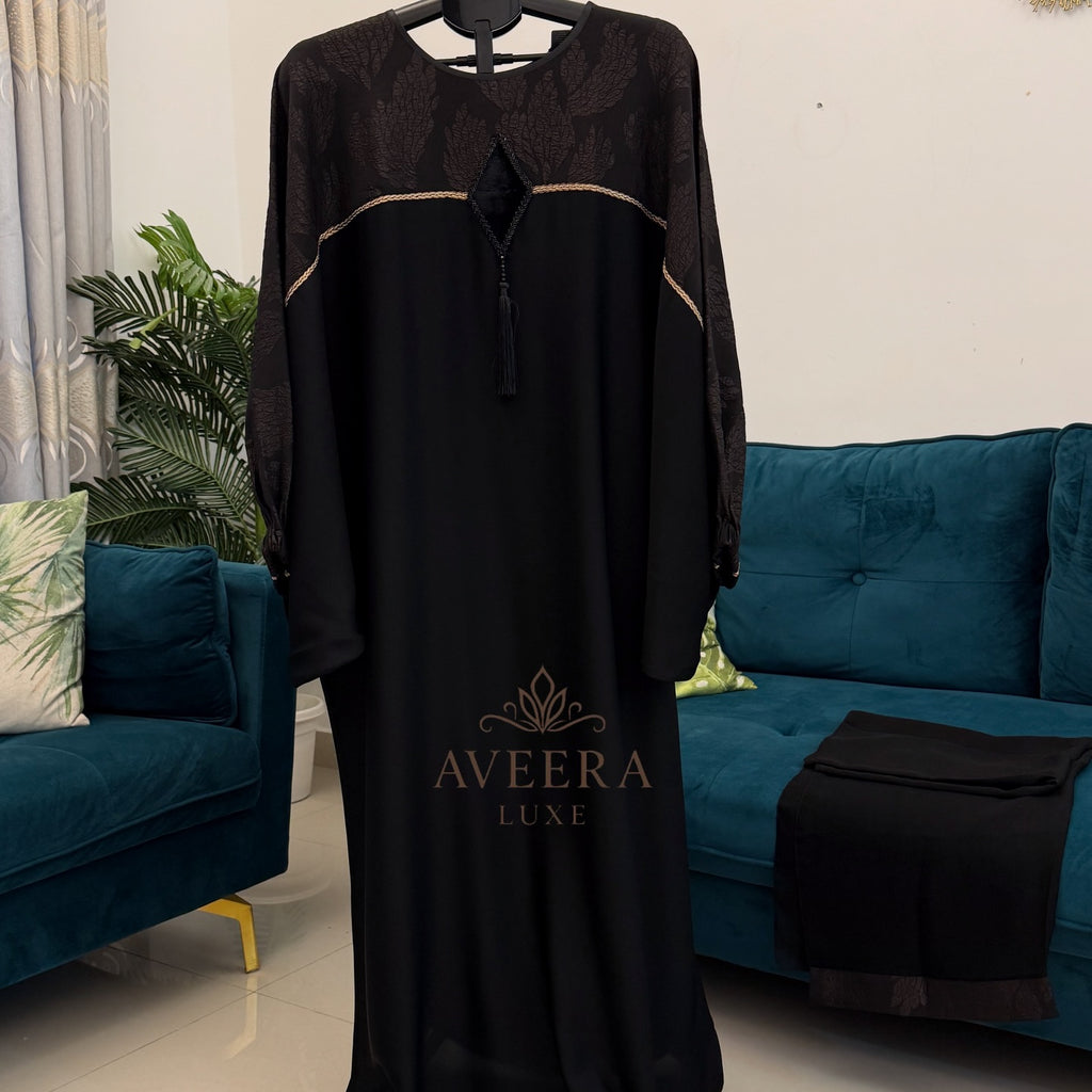Batwing Cut Abaya – Premium Nida & Jacquard