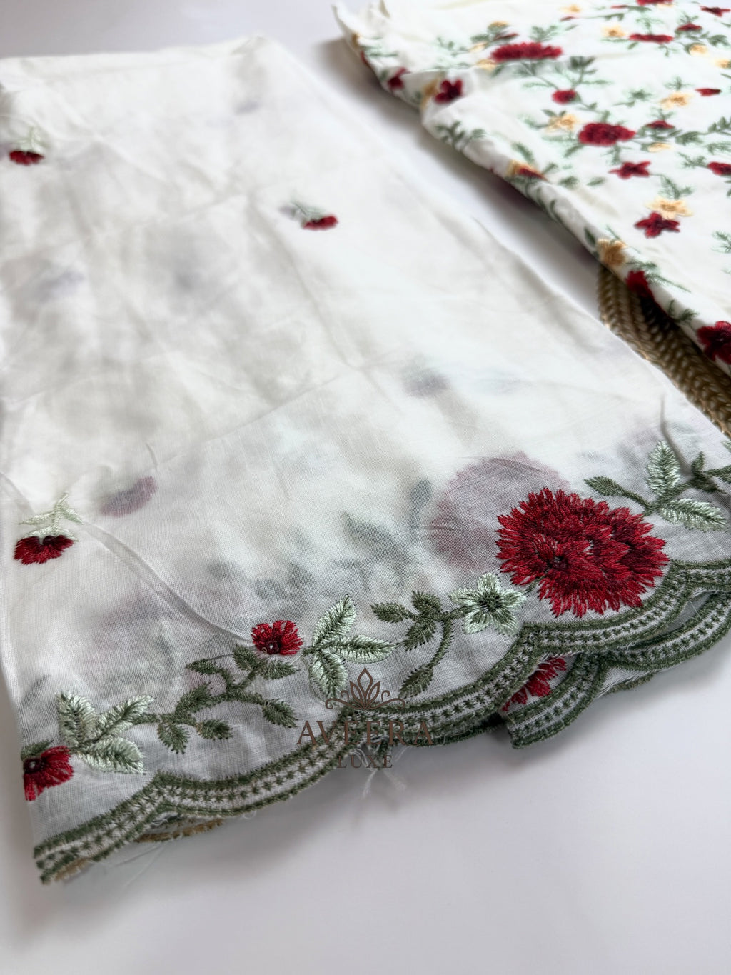 Heavy Embroidered Rayon 3-Pc Unstitched Shalwar Suit with Cotton Dupatta