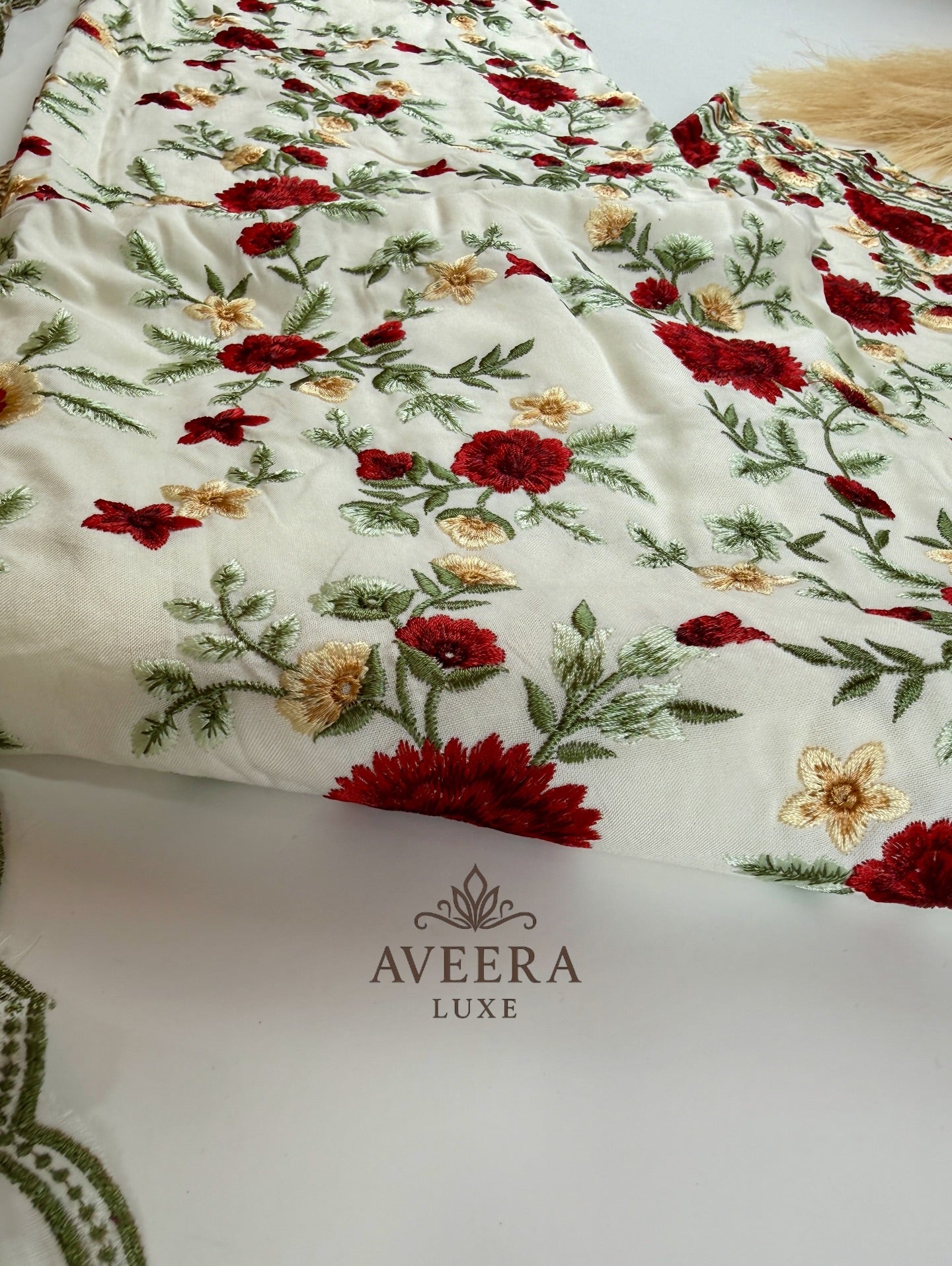 Heavy Embroidered Rayon 3-Pc Unstitched Shalwar Suit with Cotton Dupatta