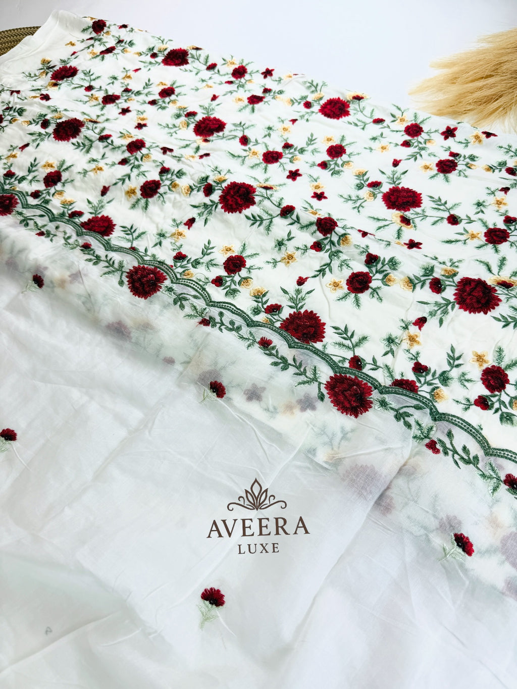 Heavy Embroidered Rayon 3-Pc Unstitched Shalwar Suit with Cotton Dupatta