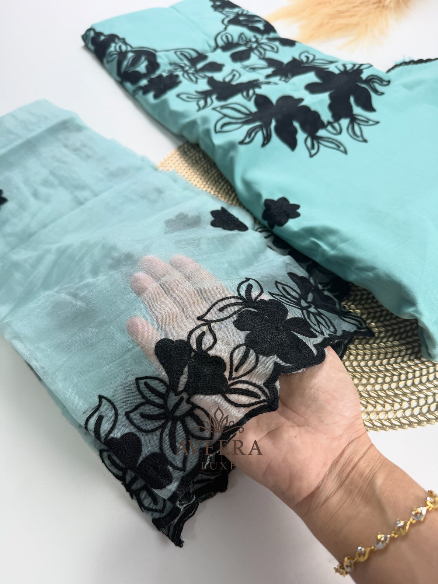 Embroidered Festive Luxury Unstitched Shalwar Suit with Organza Dupatta